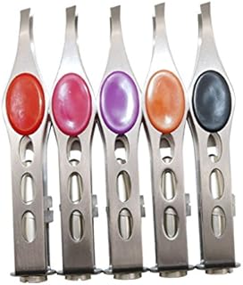Boger Stainless Steel LED Light Eyebrow Tweezers Hair Removal Brow Clip Random Color