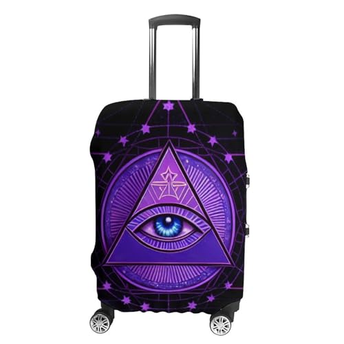 Blue Triangle Eye Stars Masonic Symbol Art Zipper Travel Luggage Suitcase Protector Baggage Cover Anti-Scratch Luggage Case Waterproof Protective Cover for 19-32 inch Suitcase, 3D Print