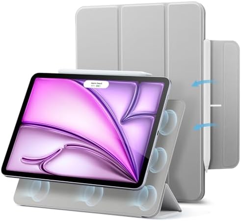 ESR für iPad Air 13 Zoll Hülle (M4/M3/M2), iPad Pro 12.9 Hülle, Grau | Trifold Zwei Wege Ständer, Starke Magnetbefestigung, Langlebiger Schutz, Rebound Serie