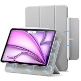 ESR iPad Air 13インチ ケース M4/M3/M2（2026/2025/2024）iPad Pro 12.9 第6/5/4世代（2022/2021/2020）対応 マグネット吸着 三つ折りスタンド スリム設計 Pencil Pro/USB-C対応 自動スリープ/ウェイク 耐衝撃 Reboundシリーズ グレー