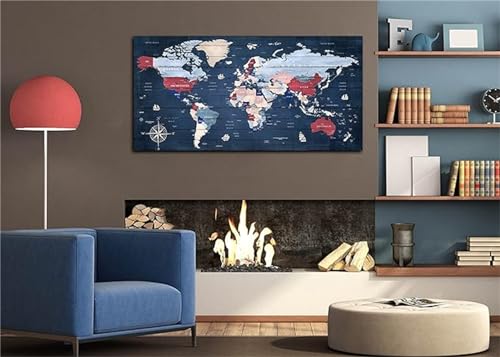 Peinture diamant carte du monde 90x180cm grand format kit broderie