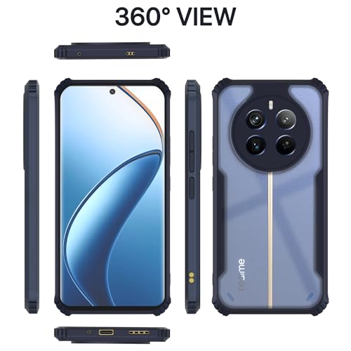 Image of Pikkme Realme 12 Pro 5G / Realme 12 Pro Plus 5G Back Cover | Crystal Clear Transparent Back | Ultra Hyrbid | Full Camera Protection | Raised Edge | Bumper Back Case (Blue)