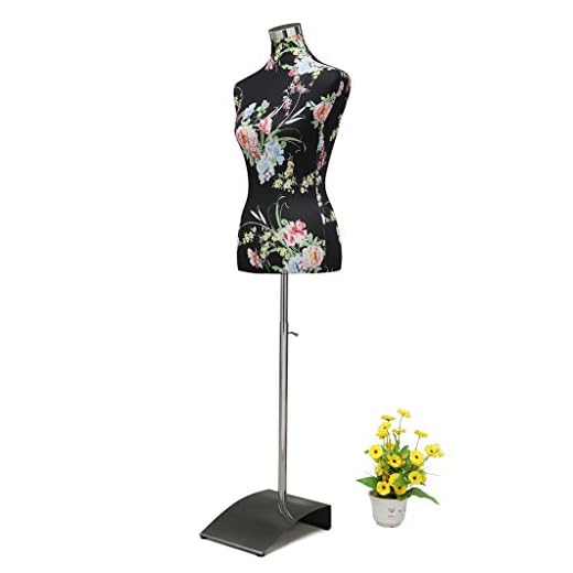 Loywe Mannequin de couture Buste de femme réglable en Hauteur Taille 36/38 Noir et rouge LW6022