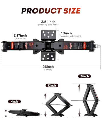 Image of Kohree 9500 lbs RV Stabilizer Jacks 24 inch, Leveling Scissor Jacks for Travel Trailer, Set of 2, Heavy Duty Camper Stabilizer Jacks Kit with Anti-Slip Handle and Drill Socket