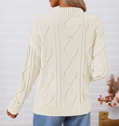 ZESICA Women's Fall Oversized Sweaters 2025 Casual Long Sleeve V Neck Cable Knit Trendy Pullover Tops4