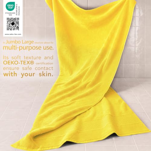 Image of Cotton Paradise 100% Cotton Turkish Towel Set, Soft Absorbent Quick Dry, 2 Piece 35x70 Bath Sheet Set, Yellow