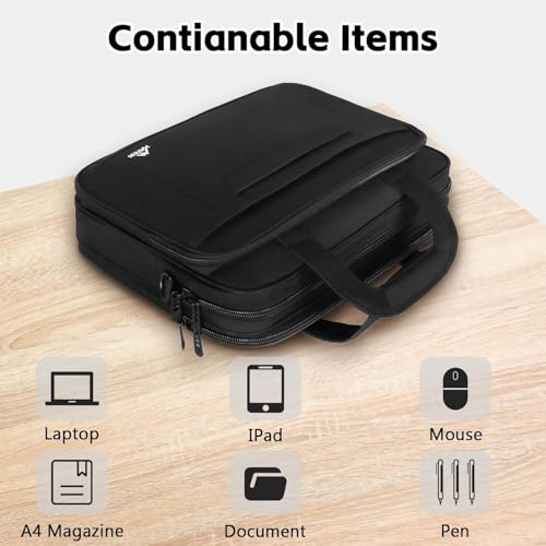 MATEIN Laptoptasche 15 Zoll, Laptoptasche 16 Zoll wasserdicht, Aktentasche mit schultergurt, Laptop Bag für herren, Notebook Tasche für reise, Aktentasche Herren für business schule, Schwarz