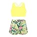 Alvivi Mädchen Bikini Tankini Set Tank Top+Shorts Zweiteiler Badeanzug Bademode Kinder Badebekleidung Schwimmanzug Sport Set Gr.98-176 Aa Zitrone A 158-164