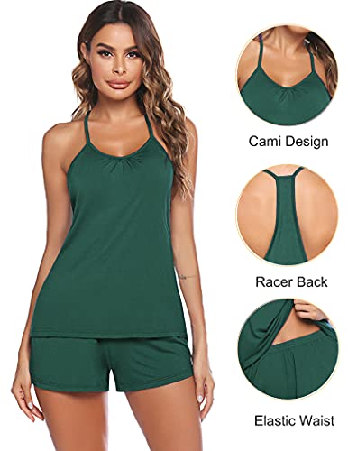 Avidlove Cami And Shorts Pajama Sets Women Sexy Lingerie Sleepwear Camisole Shorts Set Pj Loungewear (Dark Green, Small) #TOP1