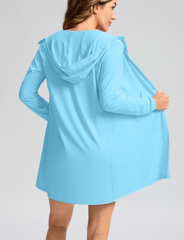 Women's UPF 50+ Swim Cover Up Sun Protection Hoodie Long Jacket SPF Lightweight Beach Cover Ups for Women - Image 2
