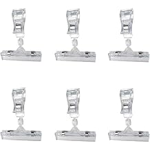 6Pcs Plastic Merchandise Sign Clip Rotatable Double Clip Rotatable Sign Clips Merchandise Sign Display Rotatable Merchandise Mini Clip Tag Holders for Business Cards, Office Supplies Transparent