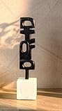 Cruiser’s Caché Abstract Geometric Sculpture, Artisan-Made Cast Aluminum with Black Anthracite Finish, Natural Marble Base, 14'