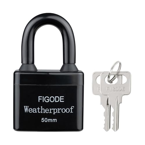 FIGODE® Outdoor Waterproof Padlock, Large Heavy Duty Sturdy Covered Laminated Steel Keyed Lock, 2.2 in. Wide