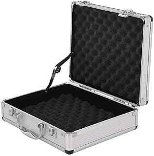 Youyijia Flight Case Lockable Carrying Case for Measurement Instruments 280x230x90mm Silver Portable Aluminium Case Protective Safe Storage Toolbox with Cubed Foam Insert and Lid Foam