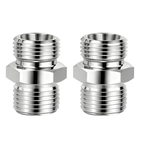 Image of 2 Pcs M14 to M14 stainless steel adapter fittings, suitable for small excavators, for connector conversion, diameter reduction or expansion, and full-bore straight pipe connector connections.