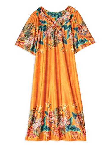 Image of AmeriMark Casual Women's Patio Muumuu House Dress Loose Comfortable Short Sleeve Sun Dress Lounger Gown Sleepwear for Ladies