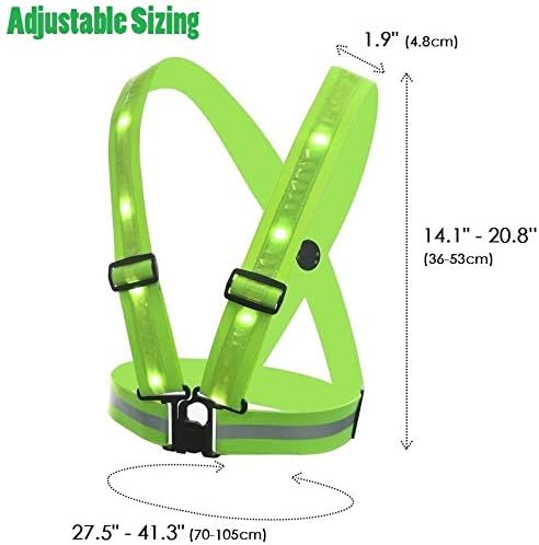 fixinus LED Reflective Safety Vest with Storage Pouch - USB Charging Elastic and Adjustable Reflective Running Gear for Outdoor Sports Dog Walking Cycling Motorcycle - LED Glowing Reflector Straps
