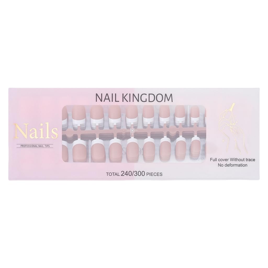240x/Box Long Full Cover Stick on Nails Wearable Short French Tip False Nails Manicures Suppliss