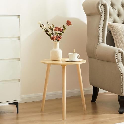 Image of Shoppee Fold-able Oval Shaped Side Table /Tea Coffee Breakfast Table (Natural Round)
