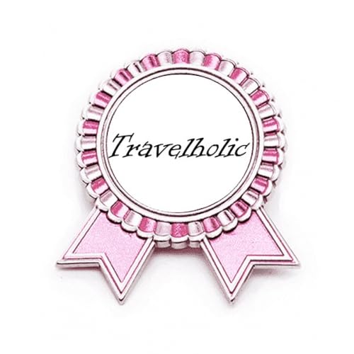 Broche Travelholic rose Art Déco en métal taille M pour sublimer un look urbain vintage