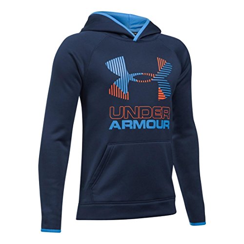 Under Armour, felpa con cappuccio in pile con logo grande, blu marino/blu mako, taglia XS, 7 Big Kids