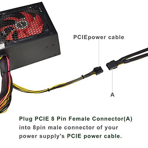 Divisor PCIe 8 pines hembra a doble 8 pines macho cable divisor GPU VGA de 24 cm 5