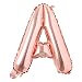 16" inch Single Rose Gold Alphabet Letter Number Balloons Aluminum Hanging Foil Film Balloon Wedding Birthday Party Decoration Banner Air Mylar Balloons (16 inch Rose Gold A)