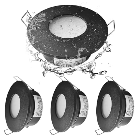 Sweier Waterproof Downlight GU10 Black, 4 Pack Cover