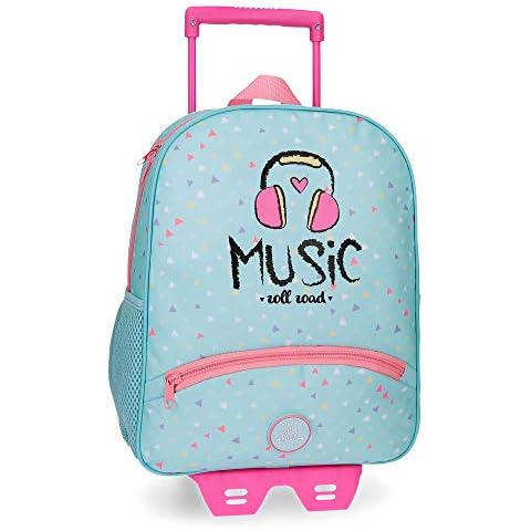 Roll Road Music Small backpack with trolley Blue 27x33x11 cms Polyester 9.8L Cover