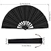 2 Packs Large Folding Hand Fan Handheld Folding Fans Chinese Tai Chi Nylon Cloth Chinese Kung Fu Fan with Holder Sleeve for Men and Women Performance Dance Decorations Festival (Black)