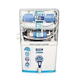 KENT Elegant Alkaline Compact RO+UF Water Purifier, Alkaline pH 8+ Water, Patented Mineral RO Technology, RO + UF + Alkaline + TDS Control + UV In-tank, 15 LPH Output, 8L Storage, 4 Years Free Service