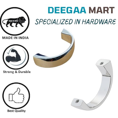 Image of Twin Hole Zinc Alloy Drawer Pulls, Chrome Handles for Drawers, Cabinets, Wardrobes, and Kitchen Doors - Decorative Furniture Hardware (Qty : 2)