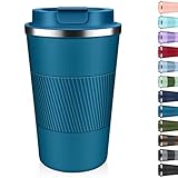 Insulated Coffee Tumbler 17 oz, Stainless Steel Coffee Mug with Lids, Travel Coffee Mug Leak Proof, Double Wall Vacuum Insulated Reusable Coffee Cup, Keep Drinks Hot and Cold (Deep Teal, 17 Ounces)