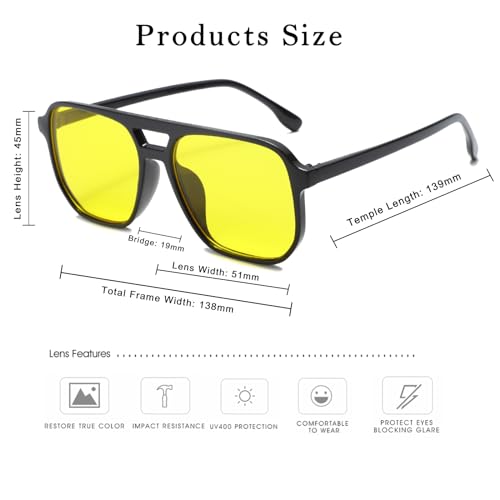 Long Keeper Retro Square Sunglasses for Women Men Vintage Pilot Driving Sunglasses Trendy Classic Double Bridge Glasses UV4004