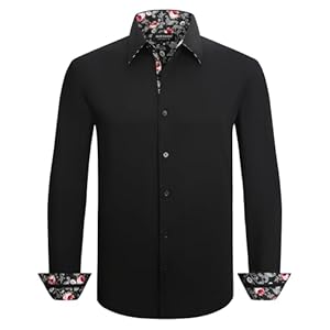 Alex Vando Men’s Cotton Stretch Dress Shirt Regular Fit Fashion Paisley Contrast Button Down Shirts