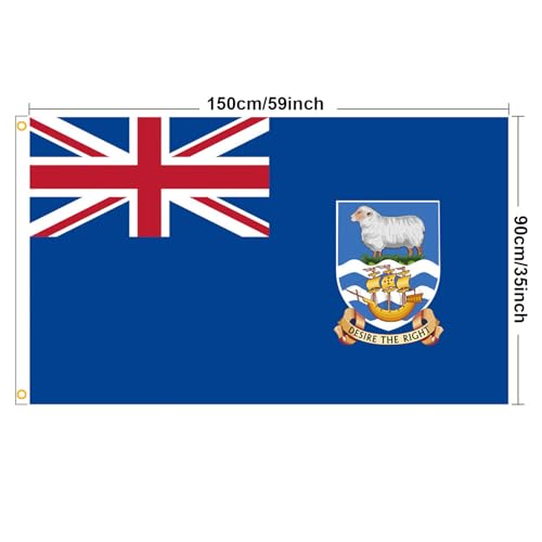 Bandera de las Malvinas Textil Resistente para Exterior de 91cm 5