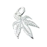 Canabis-Blatt-Anhänger, klein, Sterling-Silber 925, 1 Stück