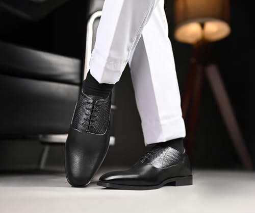 Image of LOUIS STITCH Men's Italian Crust Leather Derby Shoes| Formal Lace-Up Shoes for Men | Perfect for Business, Formal & Parties | LSVX-EUPLDY