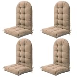 NAVINE Adirondack Chair Cushion Set of 4, Thickened Patio Chair Cushions with Ties, Waterproof and UV-Protected Rocking Chair Cushion for Indoor and Outdoor, Khaki.