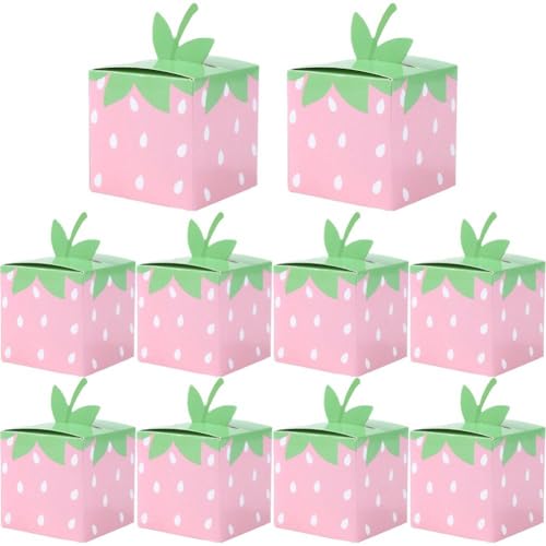 Boîtes à dragées papier fraise solides pour invités mariage 50pcs