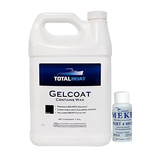 TotalBoat Black Colored Gelcoat with Wax – Air Dry Marine Gel Coat for Boat Hulls, Repairs and Composite Finishes (Gallon)