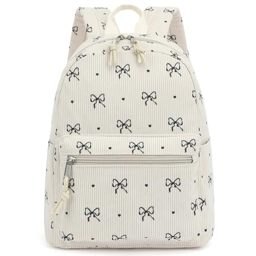 Dezcrab Corduroy Mini Backpack Purse Fashion Small Backpack Casual Daypack for Women Girls School Travel (Bow Tie)