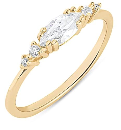 Milla 925 Sterling Silver Rings for Women, CZ Cluster Engagement Ring, 14K Gold Plated Womens Wedding Bands, Stackable, AAAAA Cubic Zirconia, Hypoallergenic, Comfort Fit (14K Gold Plated/Size 6)