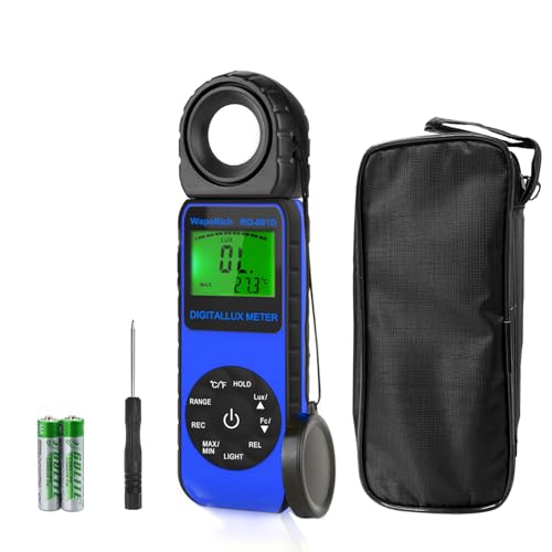 Digital Light Meter WapoRich RQ-881D Illuminance Tester w/Rotatable Sensor 1-400,000 Lux/FC for LED White Light, Plants, Photography, Home & Industrial Use
