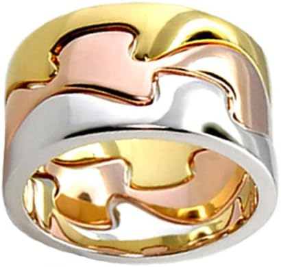 Unique Tri-Color Puzzle Eternity Ring