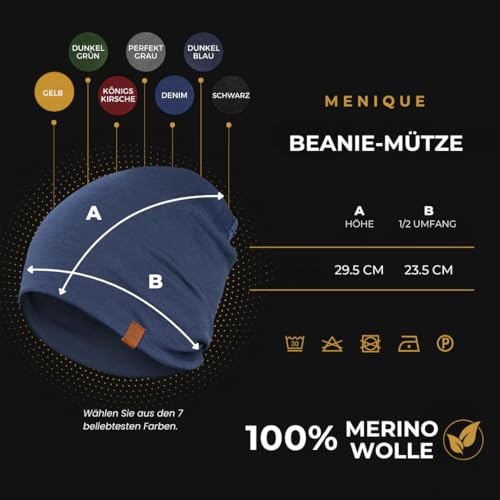 menique Merinowolle Beanie Unisex Denim – Bild 4