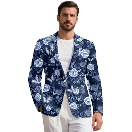 INSTANTARTS Men's Casual Blazer One Button Loose Fit Casual Blazer for Men Regular Fit Lightweight Sport Coats Stylish