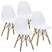 VECELO Style Dining Chair Side Chairs with Natural Wood Legs (Set of 4),Easy Assemble for Kitchen Dining Room,Living Room,Bedroom(White)