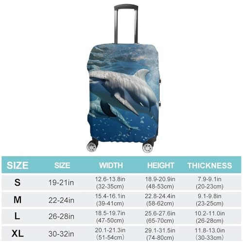 Cute Dolphins Luggage Cover, Washable Elastic Suitcase Cover Protector Fit 18-32 Inch Luggage2