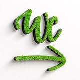 MOOSWERK WC Türschild & Wegweiser Pfeil Set Geschwungen | Modernes Toilettenschild aus echtem Islandmoos | Moosbild für Büro, Praxis, Restaurant & Hotel | Moosschild Schwarz